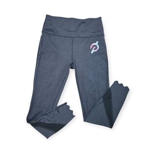 Peloton High Rise Mesh Panel Leggings Black Multicolor Logo - M